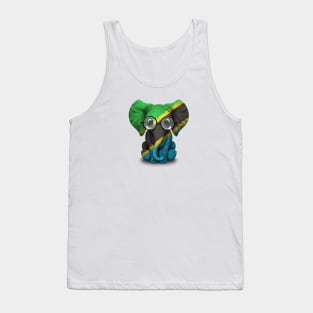 Baby Elephant with Glasses and Tanzanian Flag Tank Top